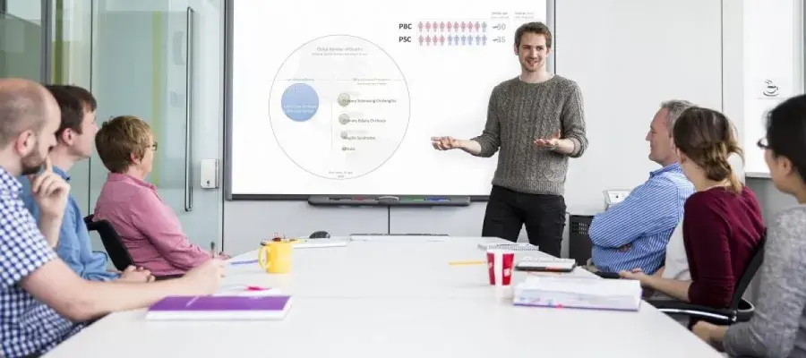 A man giving a presentation to a group