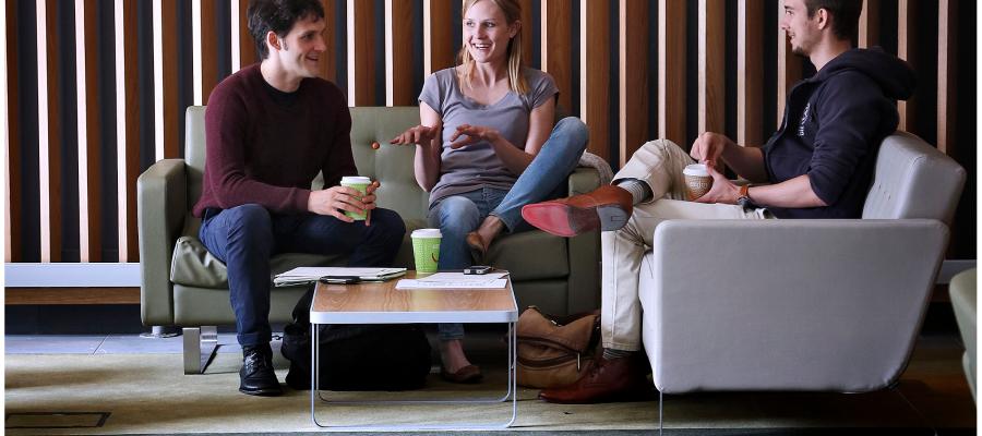 People sitting chatting in communal space