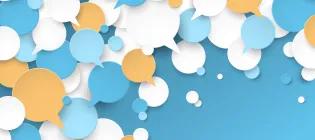 Collection of different coloured speech bubbles 