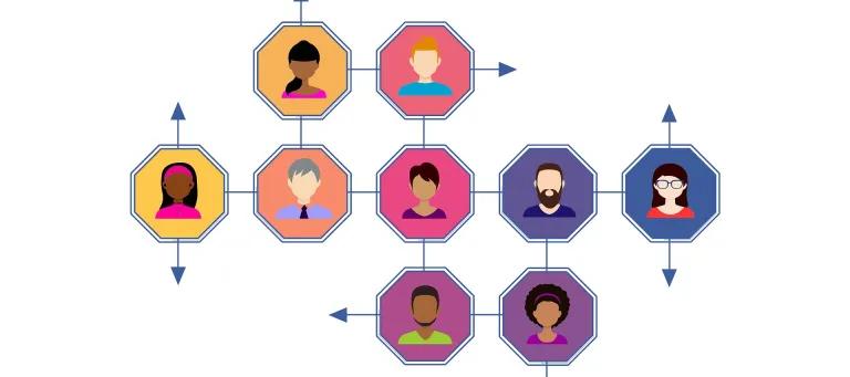 Different picture of people connected