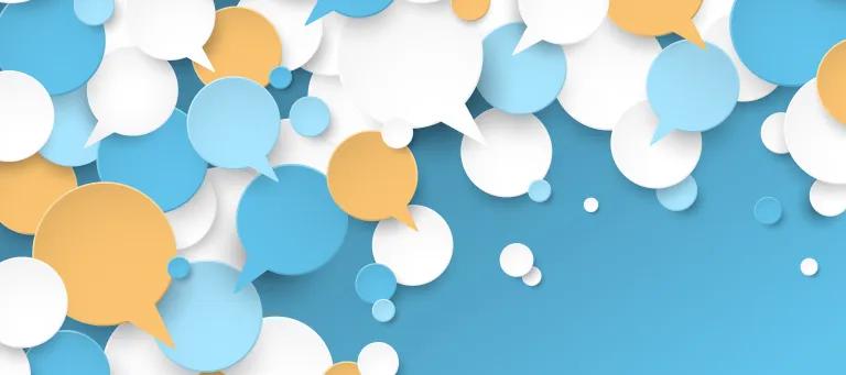 Collection of different coloured speech bubbles 